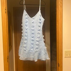 Floaral embellished light blue mini dress. BNWT